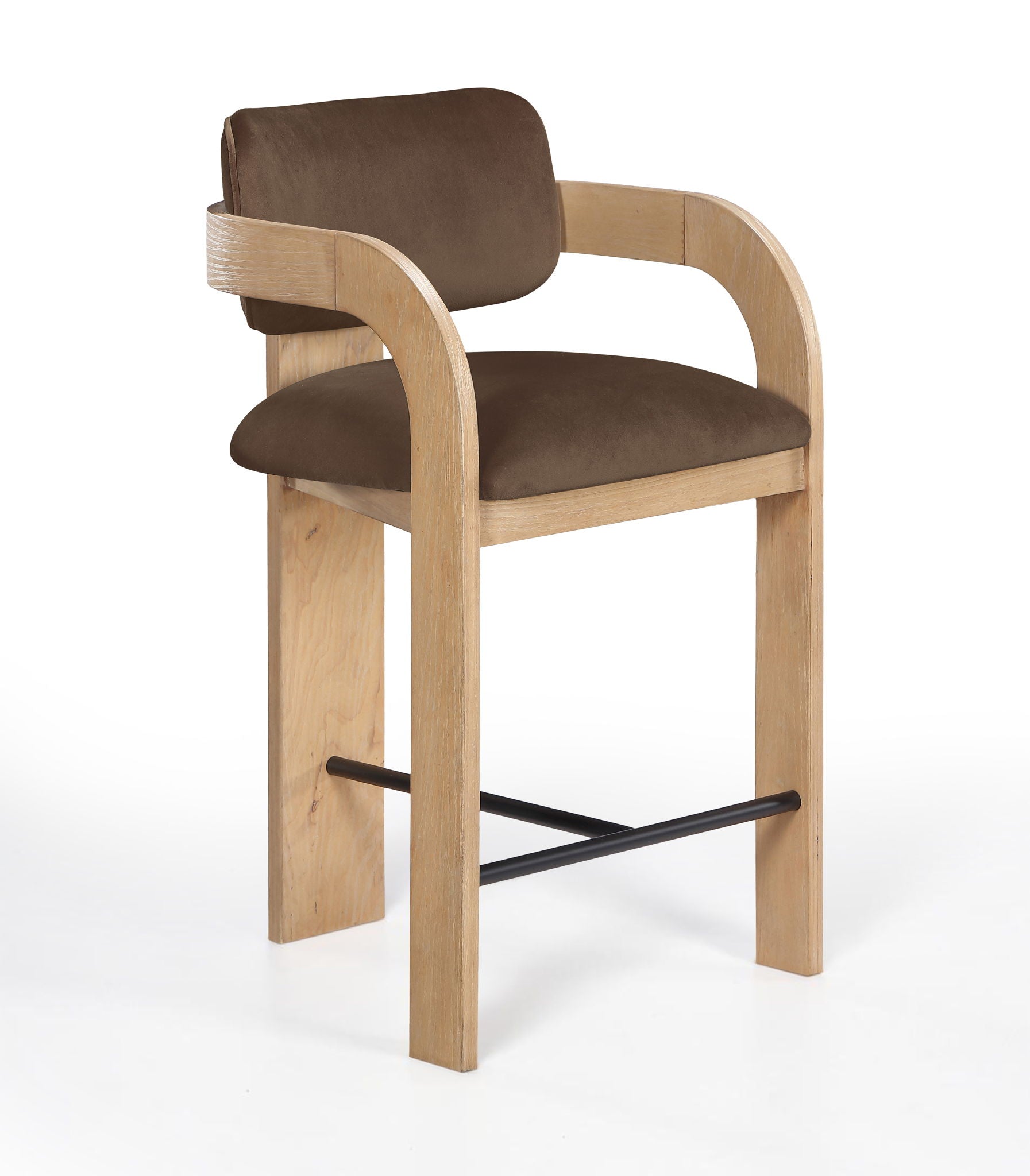 Cedra - Velvet Performance Fabric Upholstered Counter Stool - Natural Frame