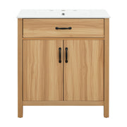 Bathroom Vanity With Flip Drawer, 2 Soft Close Doors, Adjustable Shelf And Ceramic Sink