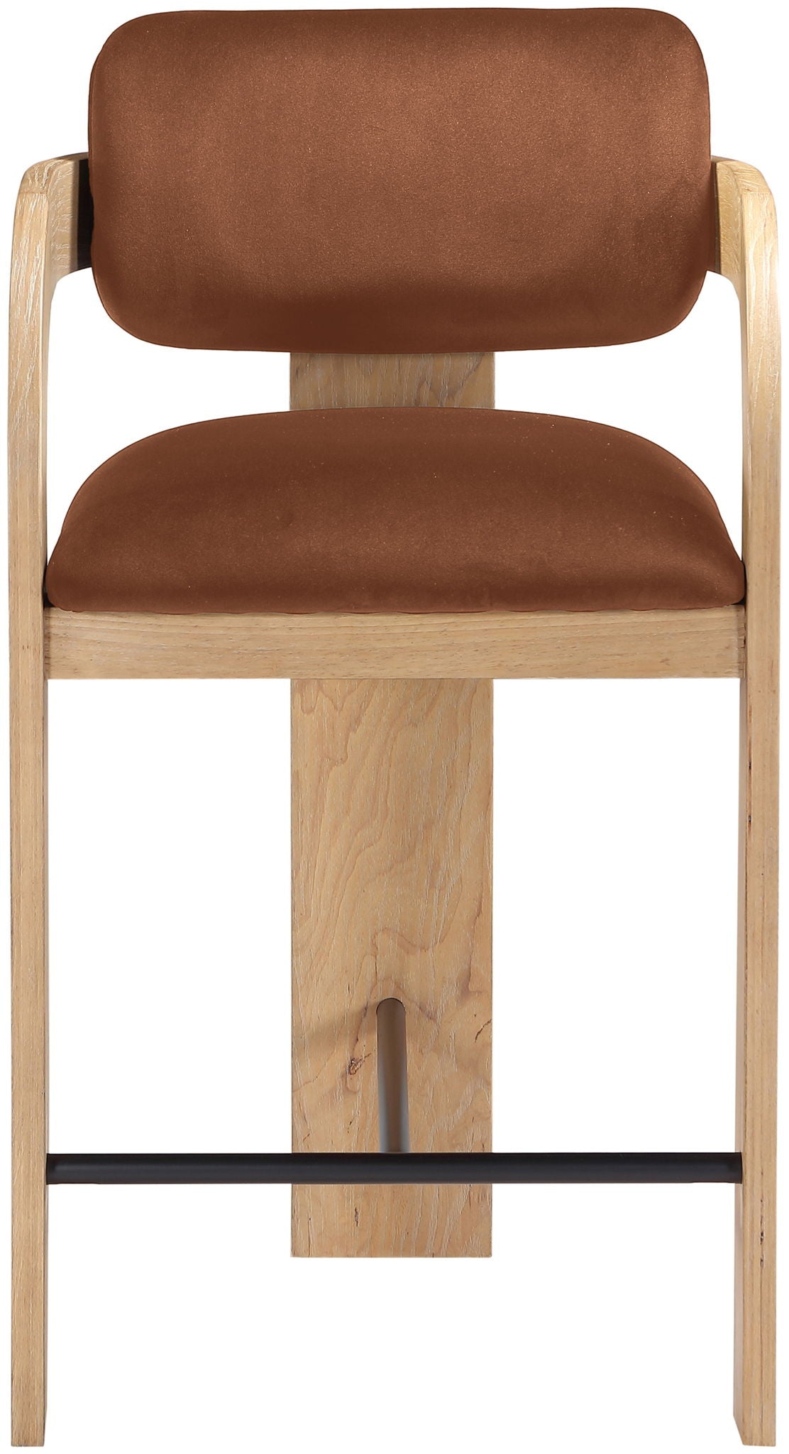Cedra - Velvet Performance Fabric Upholstered Counter Stool - Cognac