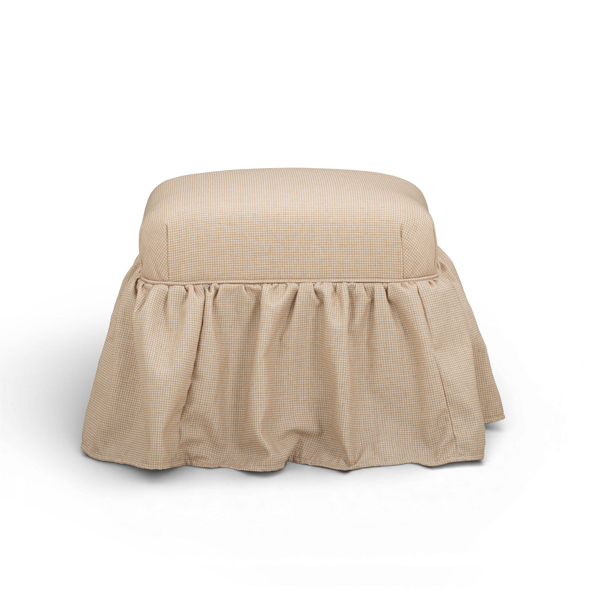 Gertrude - Performance Linen Skirted Ottoman - Yellow