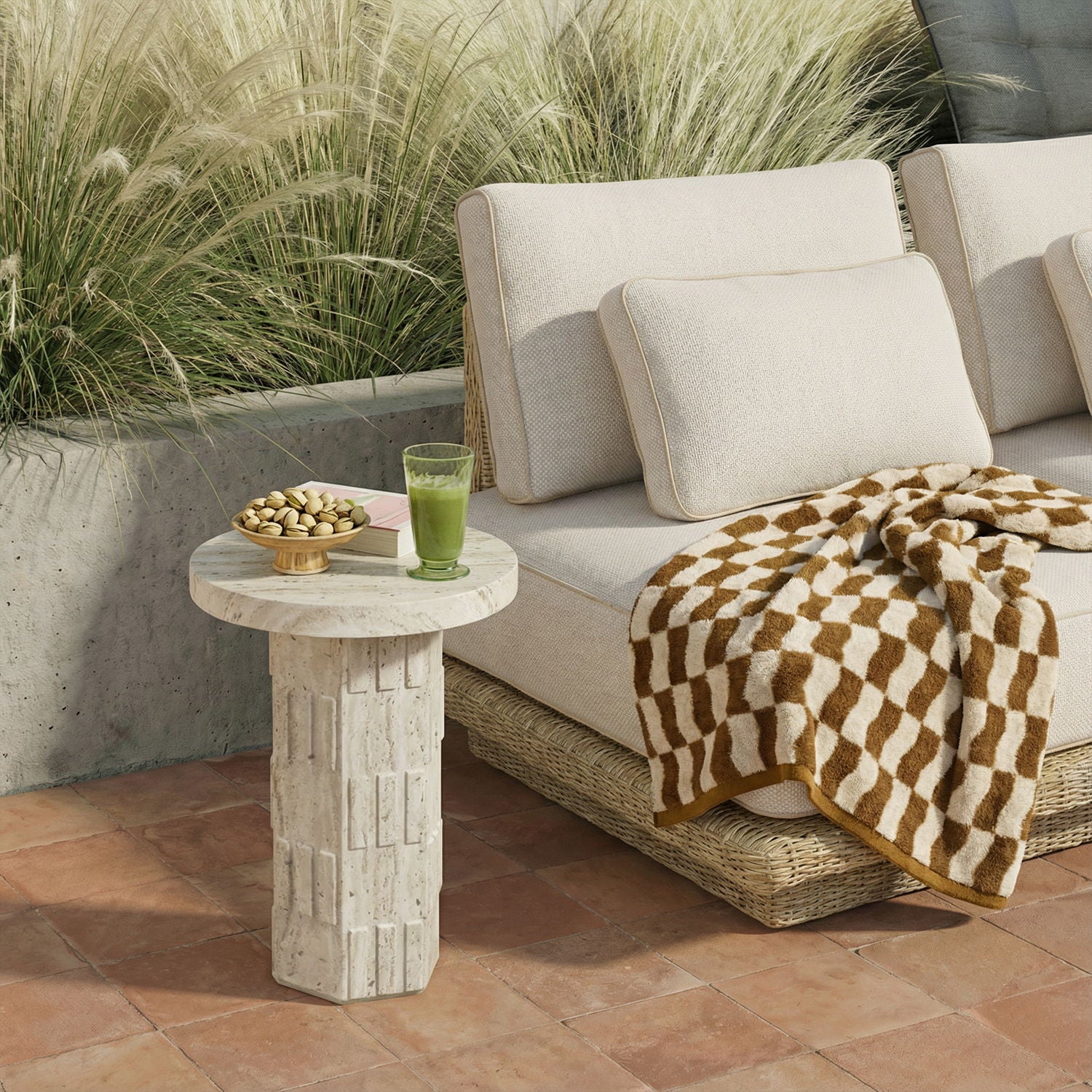 Asta - Concrete Indoor/Outdoor Side Table - Travertine