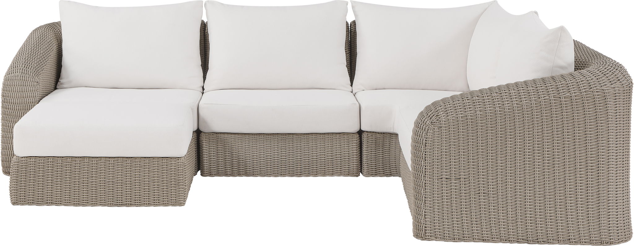 Seacrest - Olefin Water Resistant Fabric And Wicker 5 Piece Outdoor Patio Modular Sectional