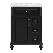 Freestanding Bathroom Vanity With Sink, 3 Drawers & Flip-Out Drawer
