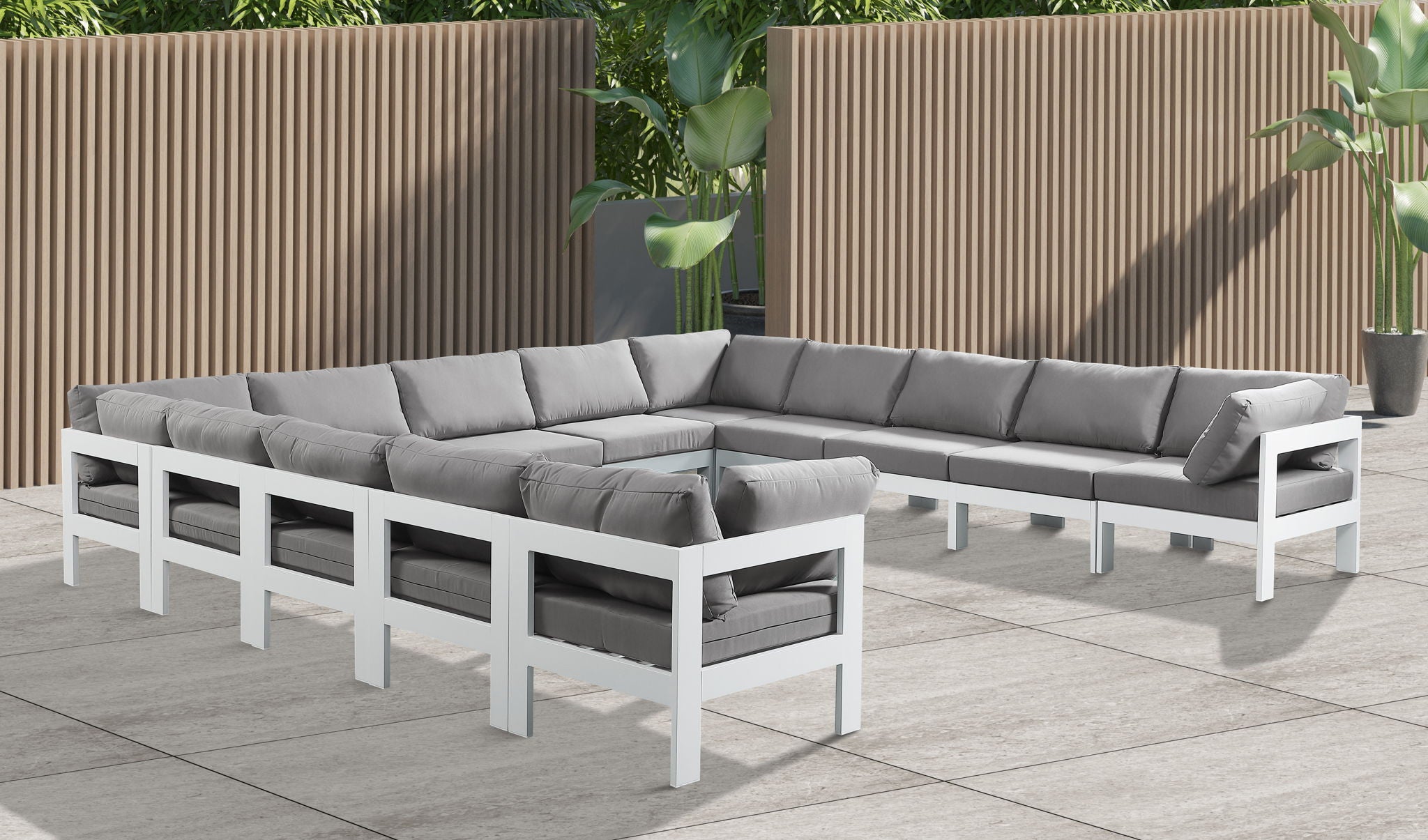 Nizuc - Outdoor Patio 13 Piece Modular Sectional With White Frame