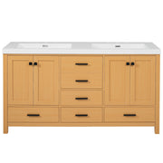 Bathroom Vanity With Double Sink, Soft Close Doors & Drawers Handles - Wood