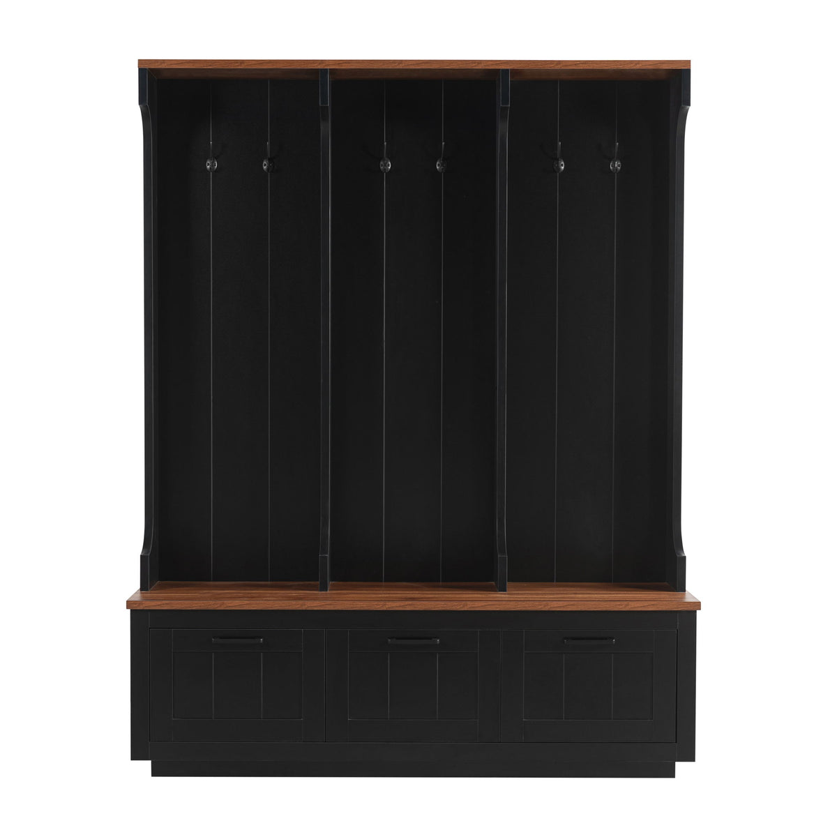 Hall Tree With Bench And Shoe Storage, 3 Large Drawers, Open Storage Shelves & Hooks