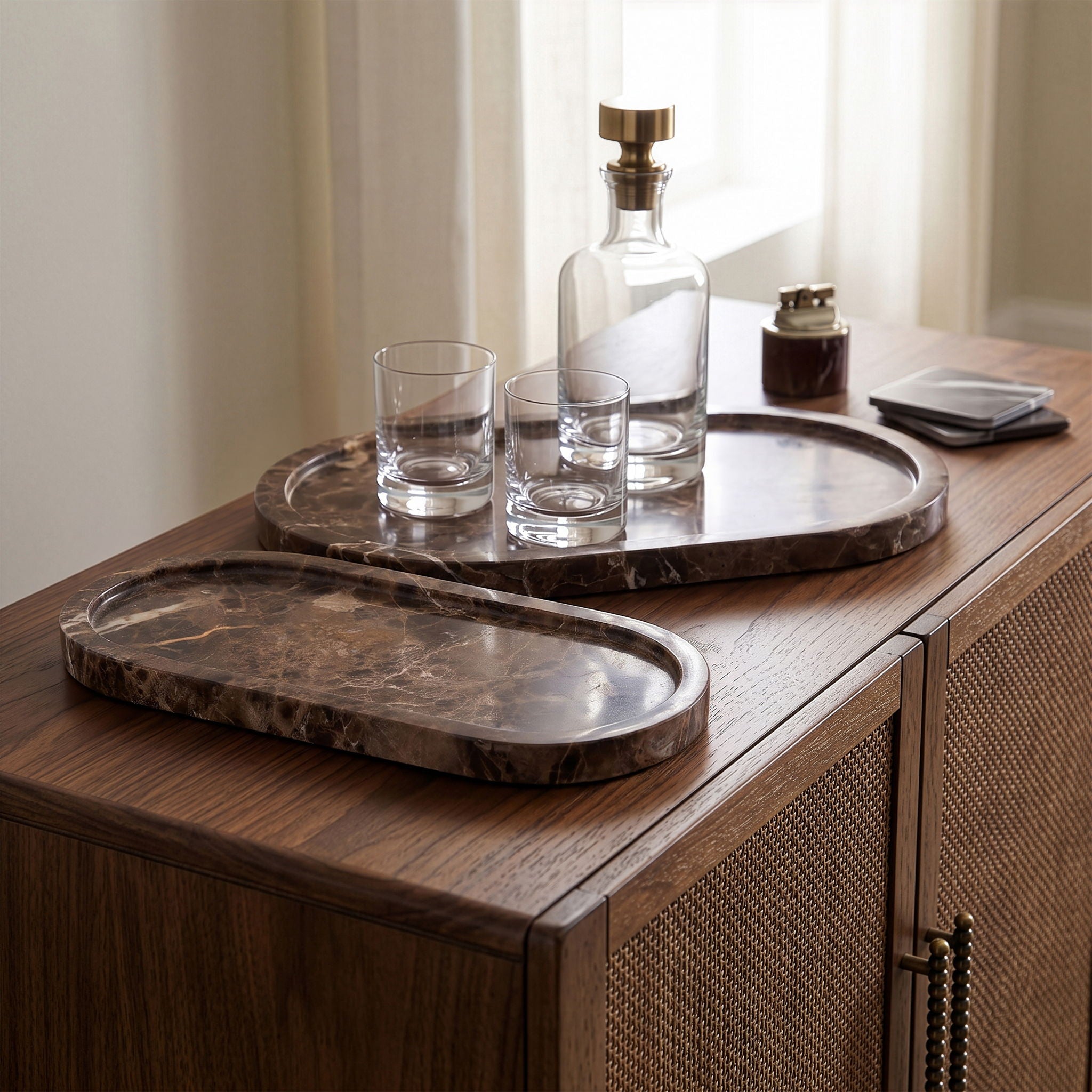 Vanta - Genuine Marble Tray (Set of 2)