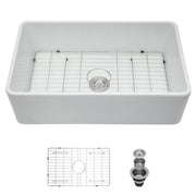 Elegant Farmhouse Apron Front Ceramic Single Bowl, Kitchen Basin