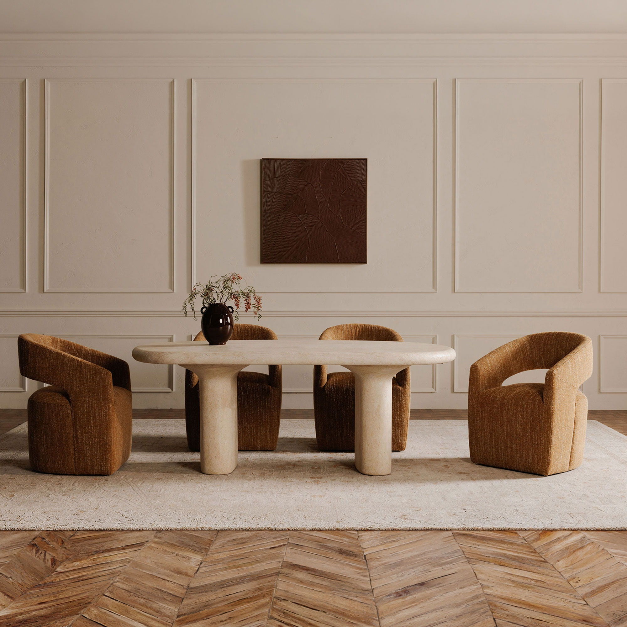 Barrow - Rolling Dining Chair - Amber Glow