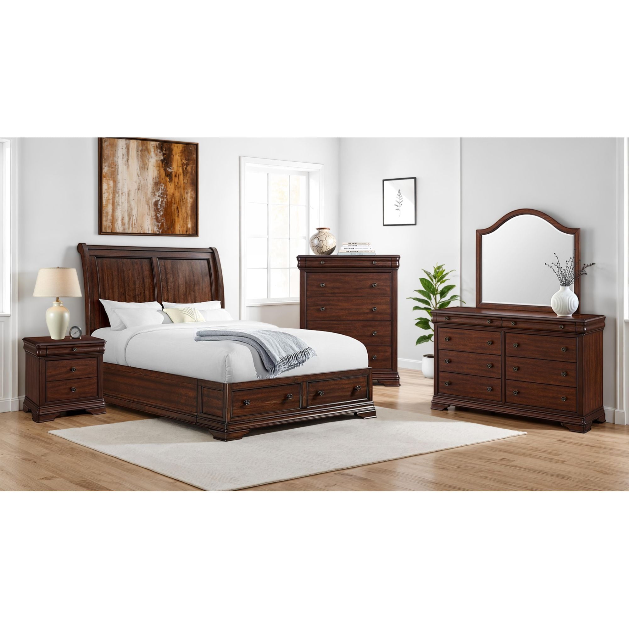 Phillipe - 3-Drawer Nightstand With USB - Cherry