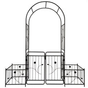 Metal Garden Arch With Gate Wide High Climbing Plants Support Rose Arch Outdoor - Black