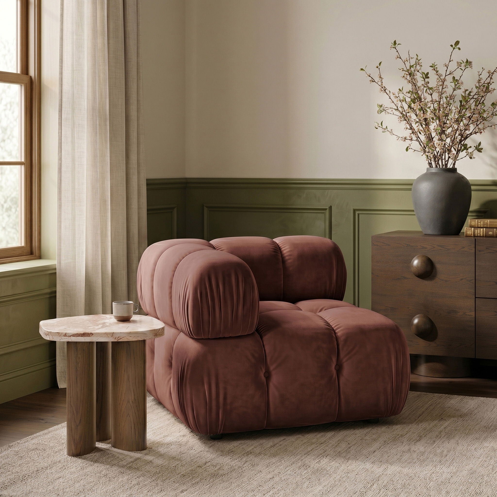 Orin - Velvet Performance Fabric Upholstered Modular Corner Chair
