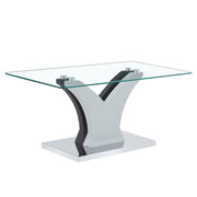 Artistic Rectangular Coffee Table With Tempered Glass Countertop