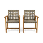 Outdoor Dining Chair Acacia Wood Frame (Set of 2)