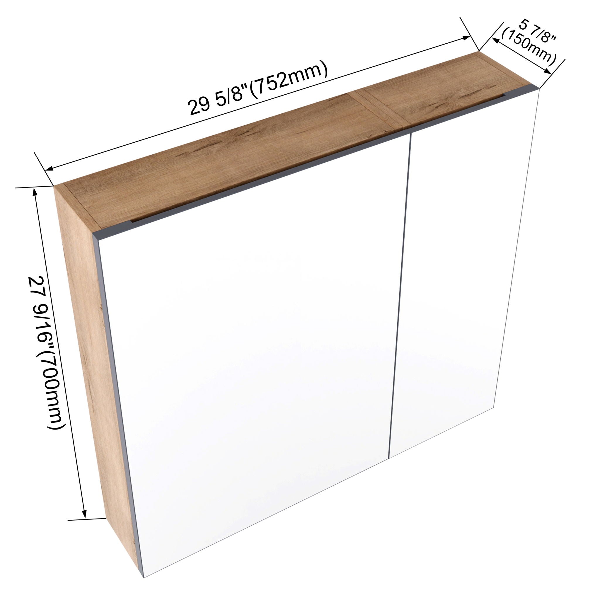 29.63" Wall Mounted Cabinet With Adjustable Shelves Storage Cabinet For Bathroom - Imitative Oak