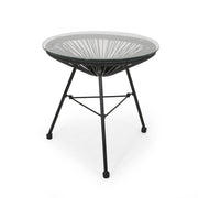 Nusa - Modern Rattan Side Table With Tempered Glass Top
