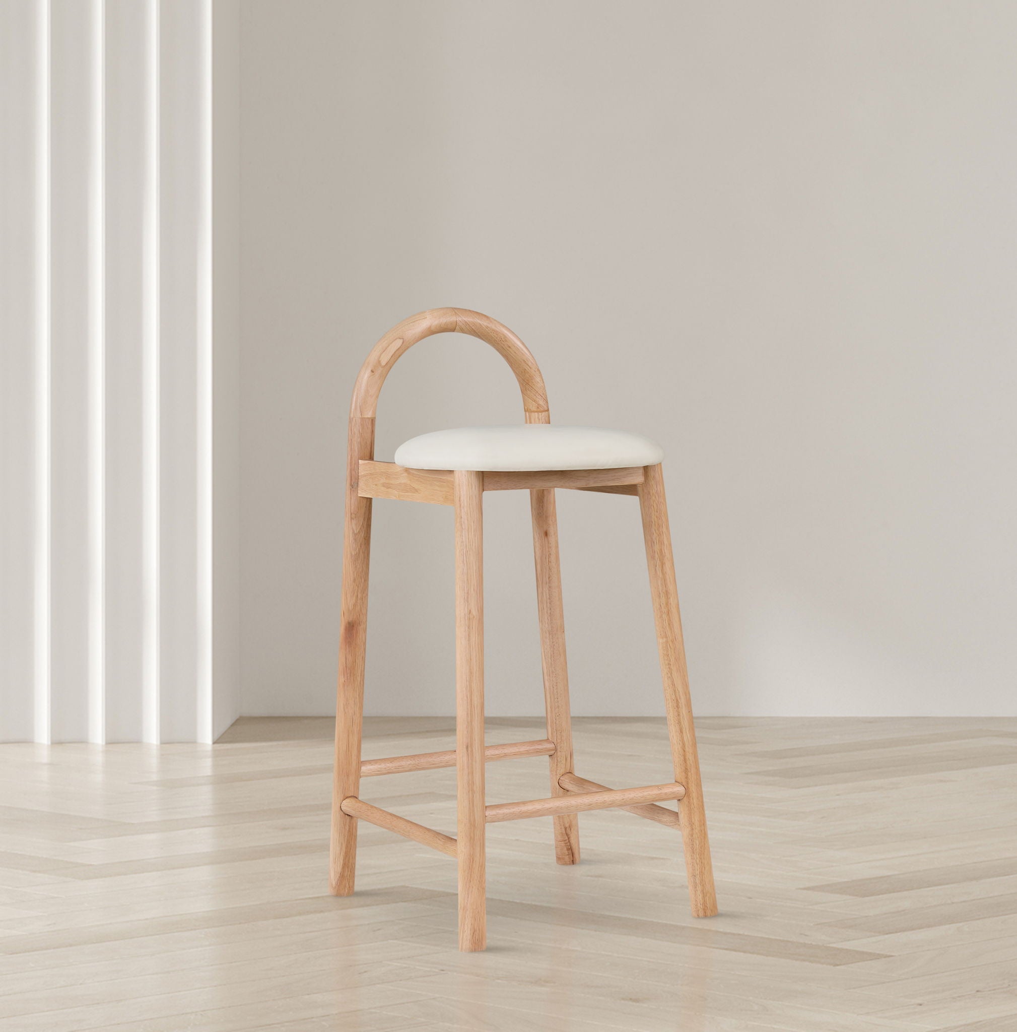 Calvin - Faux Leather Stool - Light Brown Legs