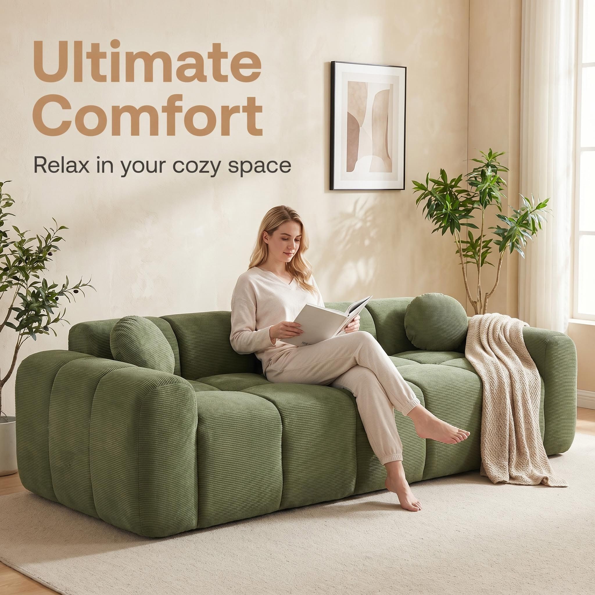 Extra Large Compression Sofa, Cloud Puff Couch For Living Room