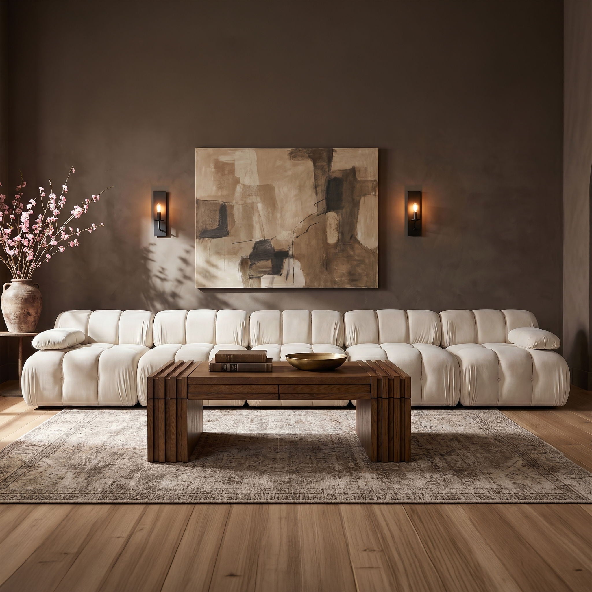 Orin - Velvet 5 Piece Modular Armless Sofa