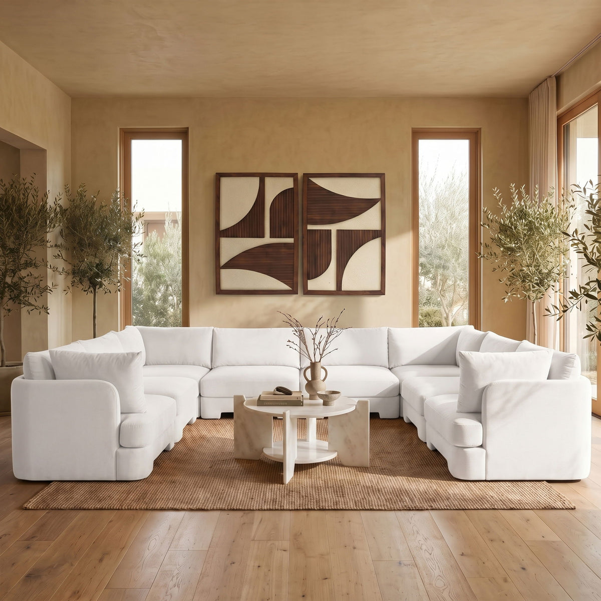 Hammond - Velvet Performance Fabric Upholstered 8 Piece U-Shaped Sectional