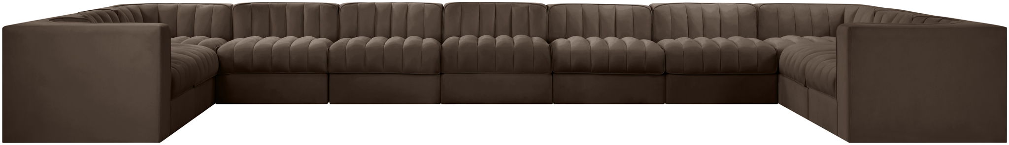 Rummi - Velvet Performance Fabric Upholstered 11 Piece Modular Sectional