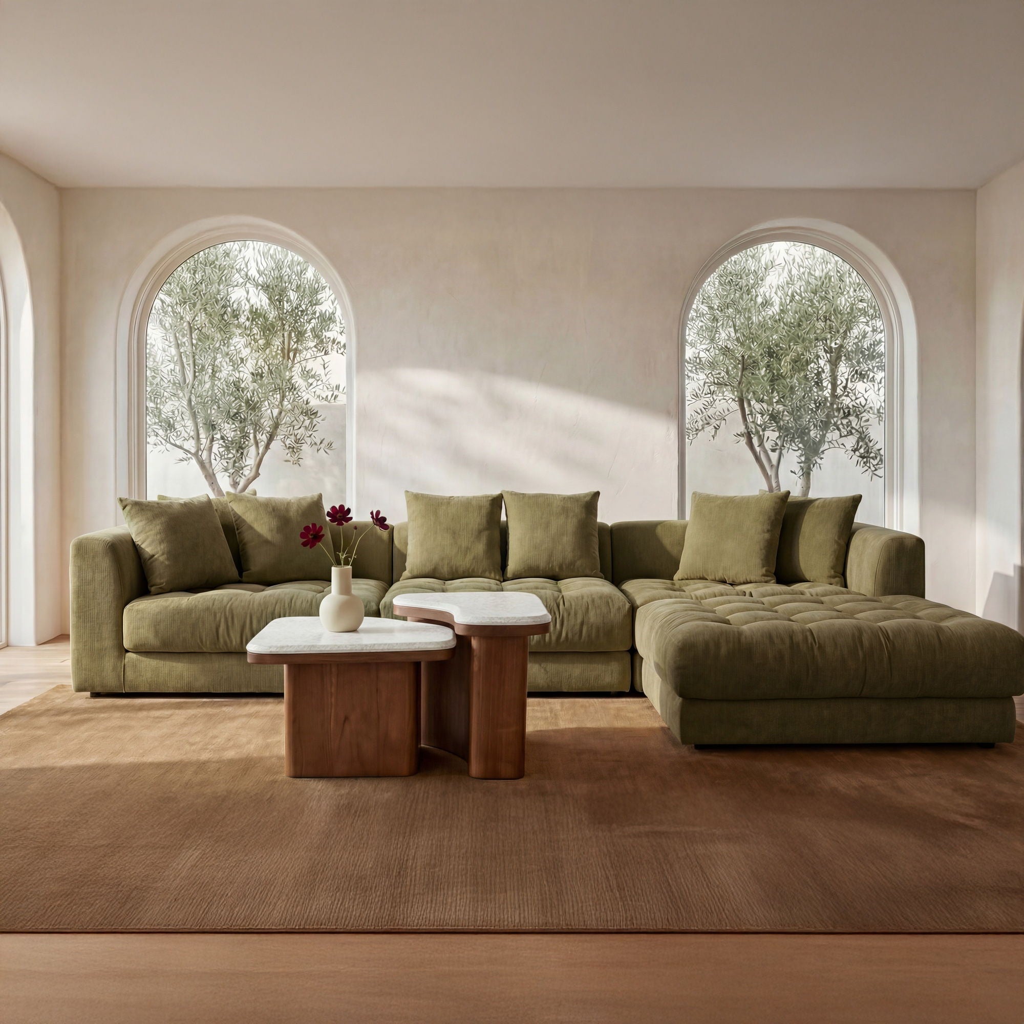 Davie - Lounge Modular Sectional - Olive