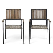 Vermilion - Outdoor Dining Chair With Vertical Slat And Wooden Arm