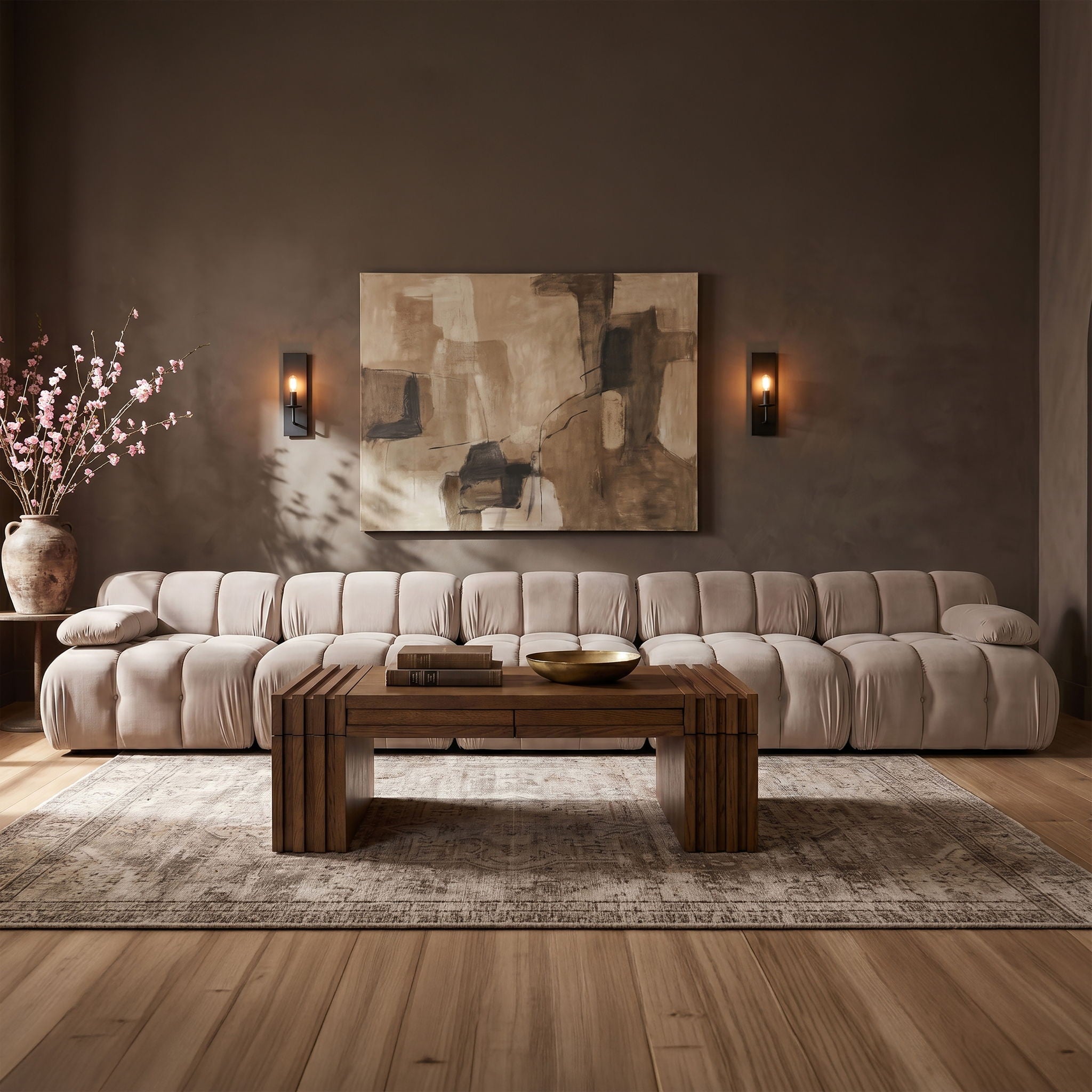 Orin - Velvet 5 Piece Modular Armless Sofa