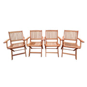 Foldable Patio Dining Set With 4 Folding Chairs For Indoor And Outdoor Use - Teak