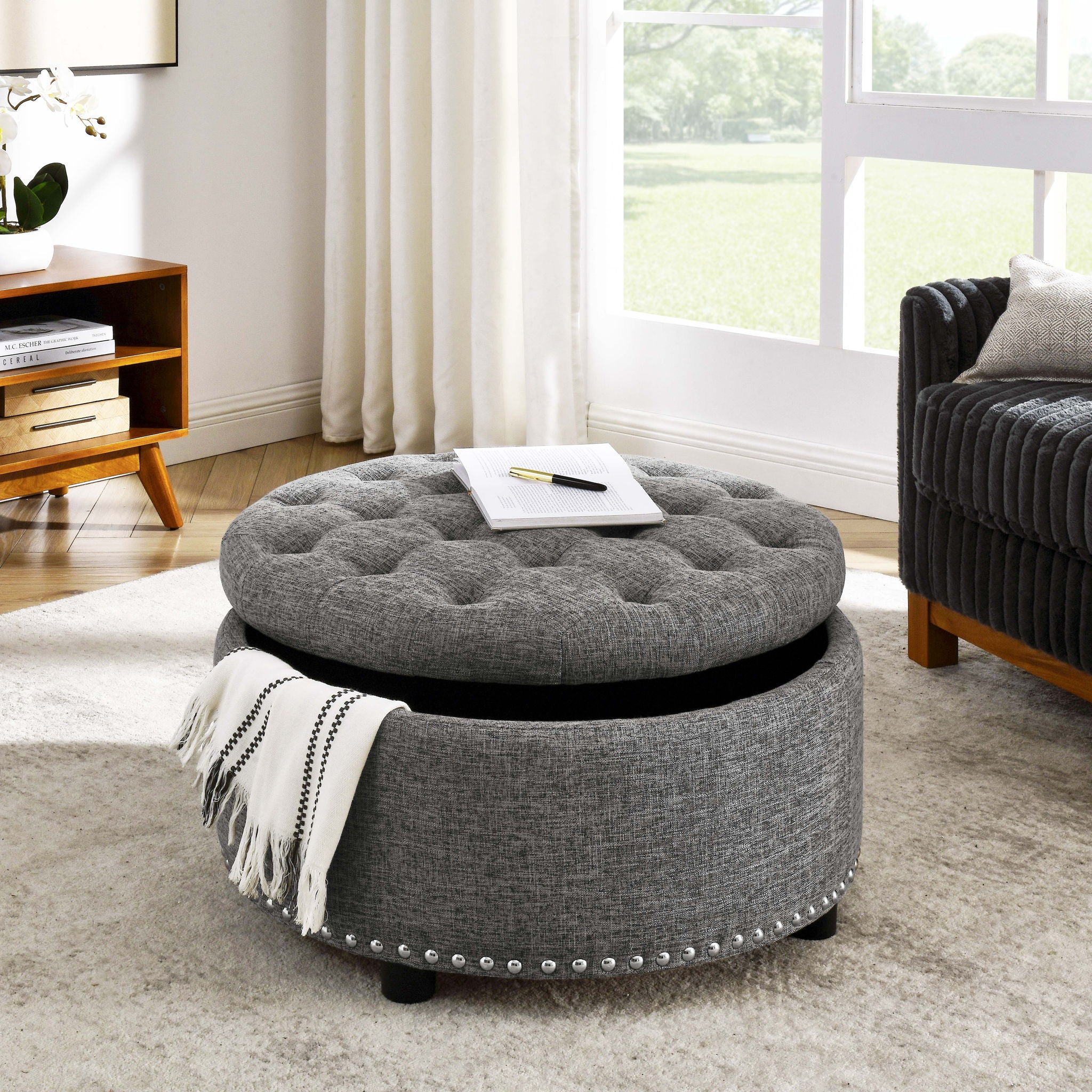 Tufted Storage Ottoman With Upholstery