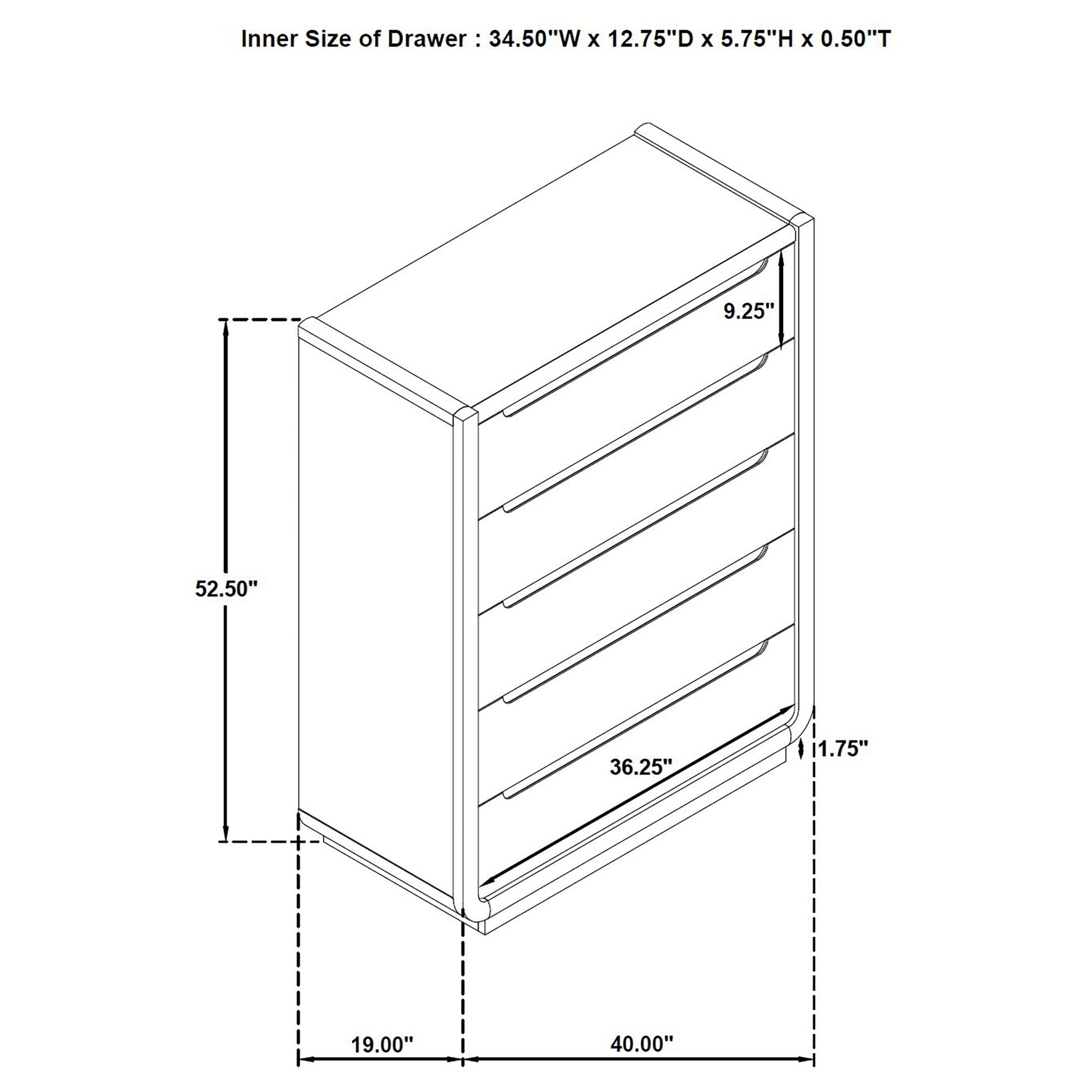 Bangor - 5 Drawer Bedroom Chest - Black