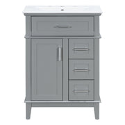 Modern Bathroom Vanity With Sink, Flip Drawer & 3 Drawers, Soft Close Hinges, Adjustable Shelf