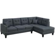 2 Piece Sectional Set With Nailhead Trim, Sofa And Matching Accent Pillows - Charcoal