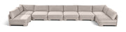 Hammond - Velvet Performance Fabric Upholstered 8 Piece U-Shaped Armless Sectional - Beige