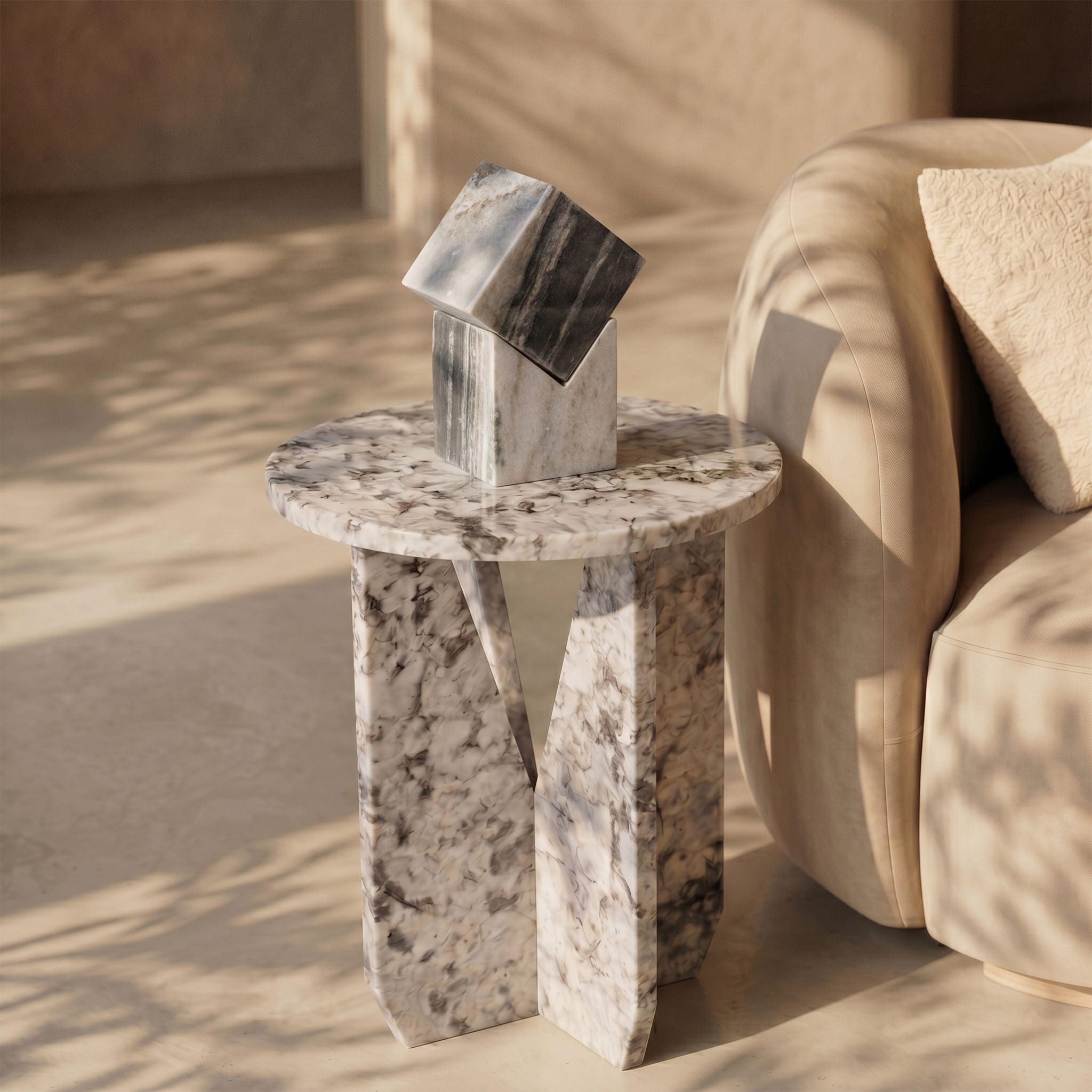 Alba - Genuine Marble End / Side Table