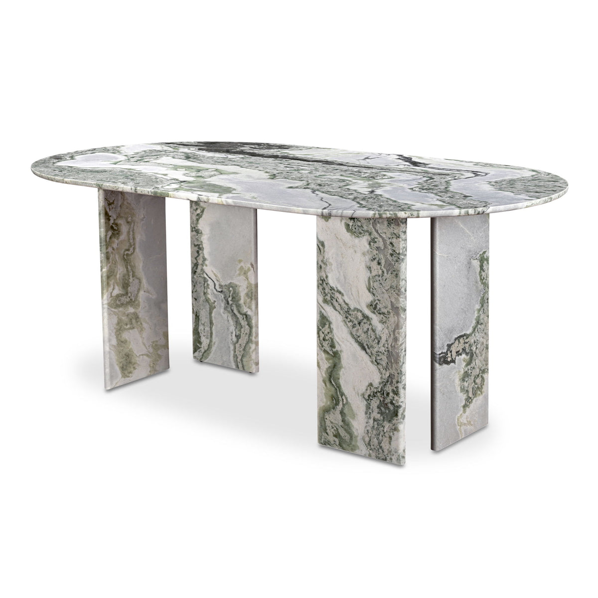 Celia - Oval Dining Table - Green / Onyx Marble
