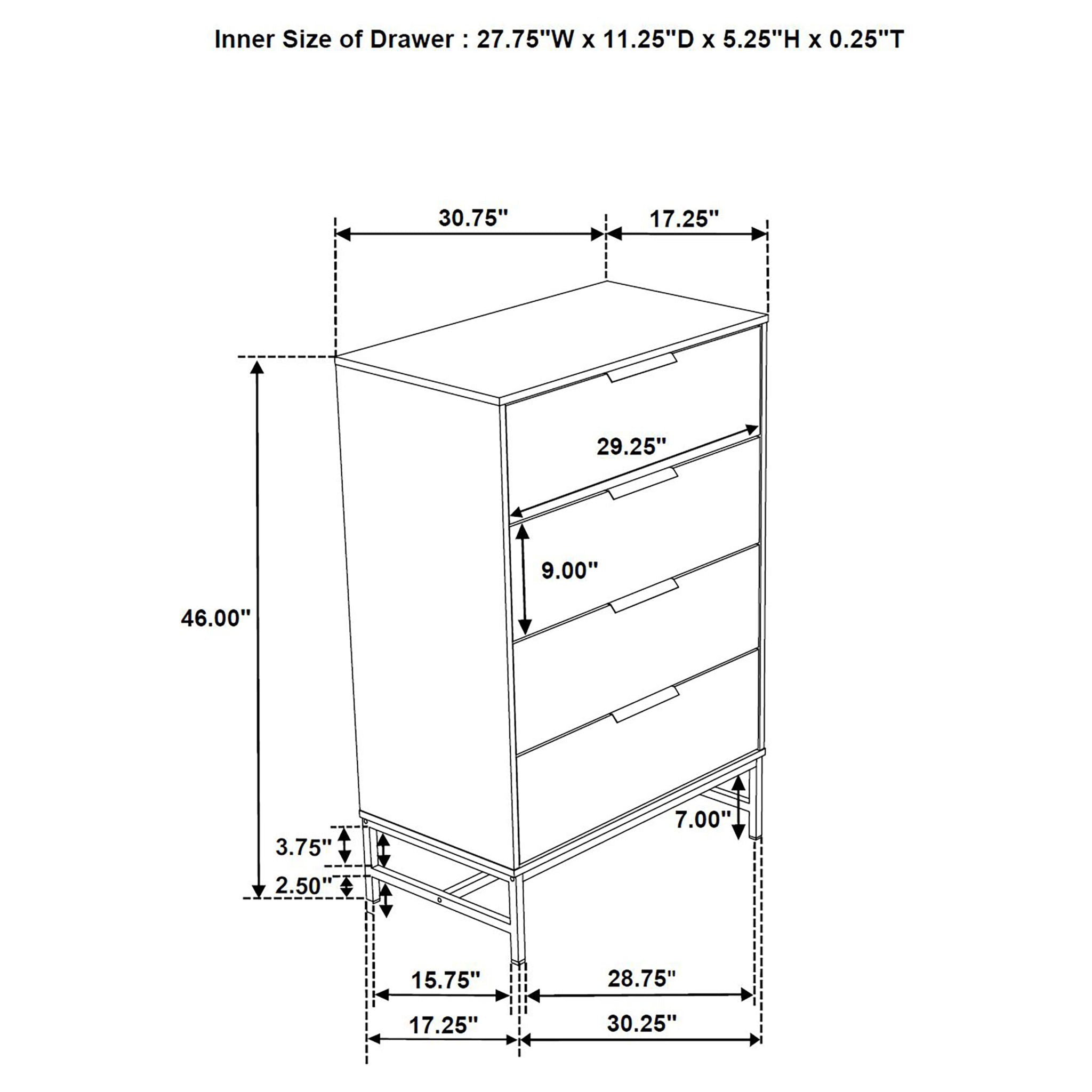 Taraval - 4 Drawer Chest - White
