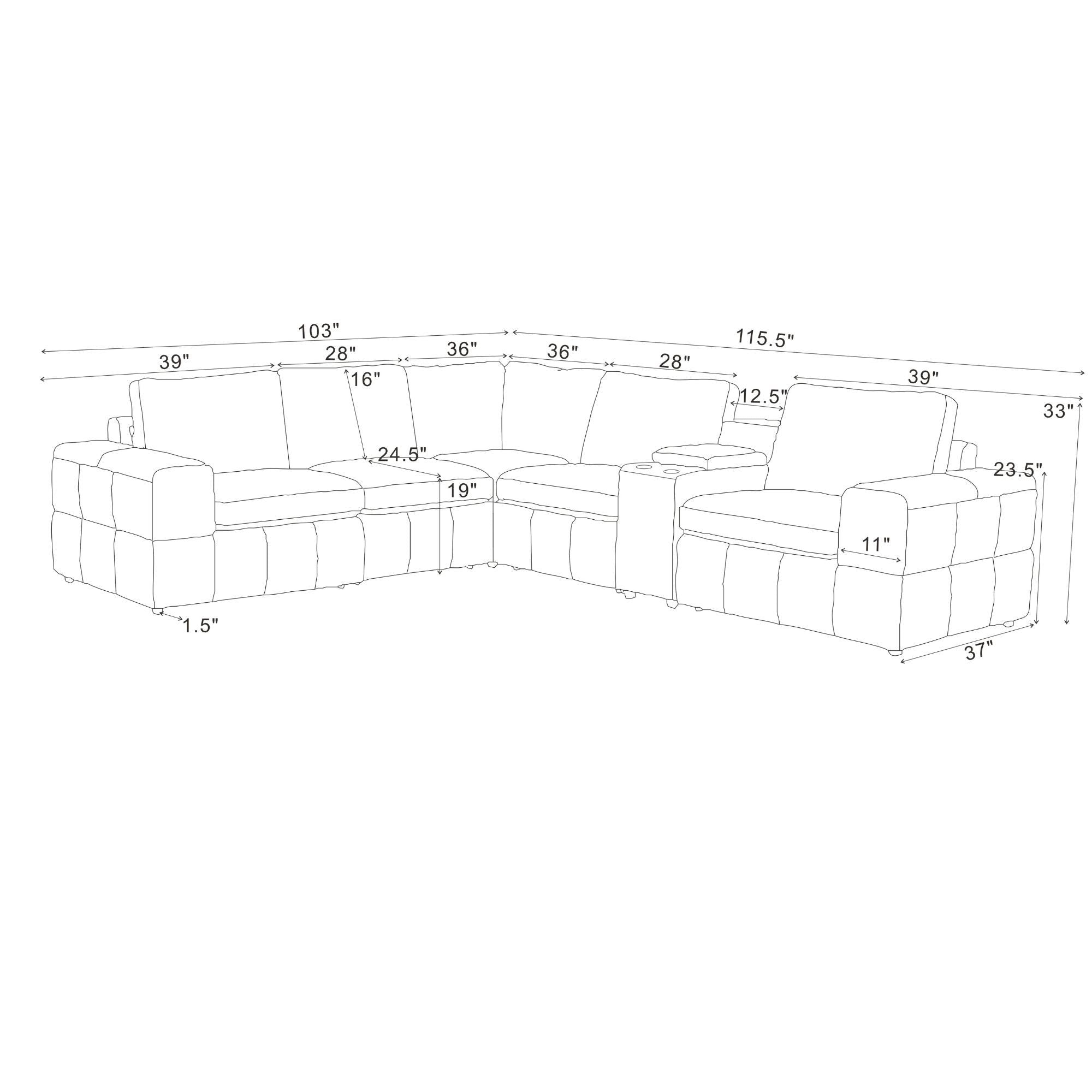 Modular Sectional With Large Square Arms