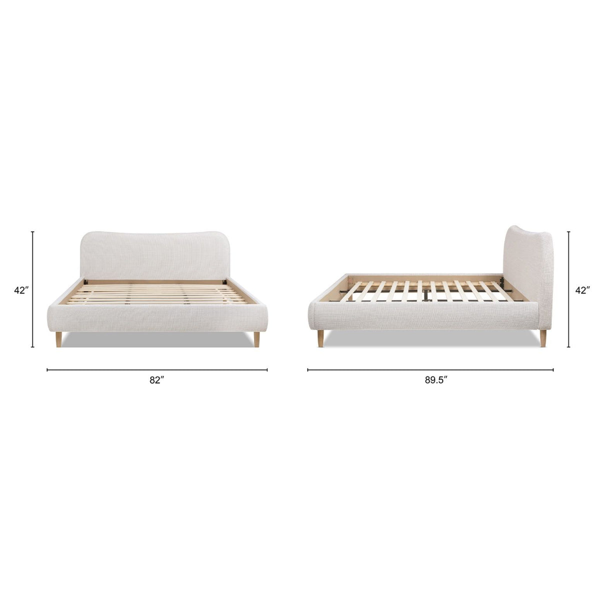 Roman - King Curved Headboard Upholstered Platform Bed - Light Beige