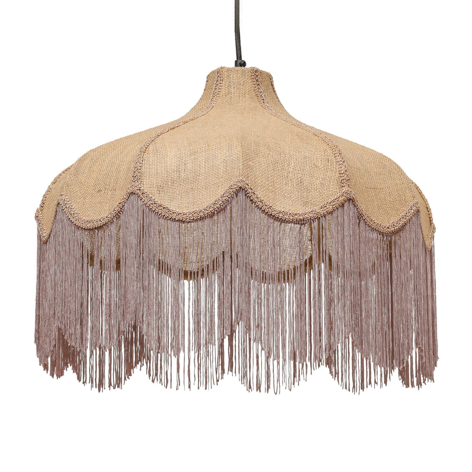 Buchanan - Jute Fringed Scalloped Pendant Light - Pink