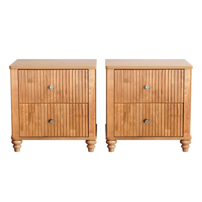 Modern Fluted Nightstand With 3 Drawers