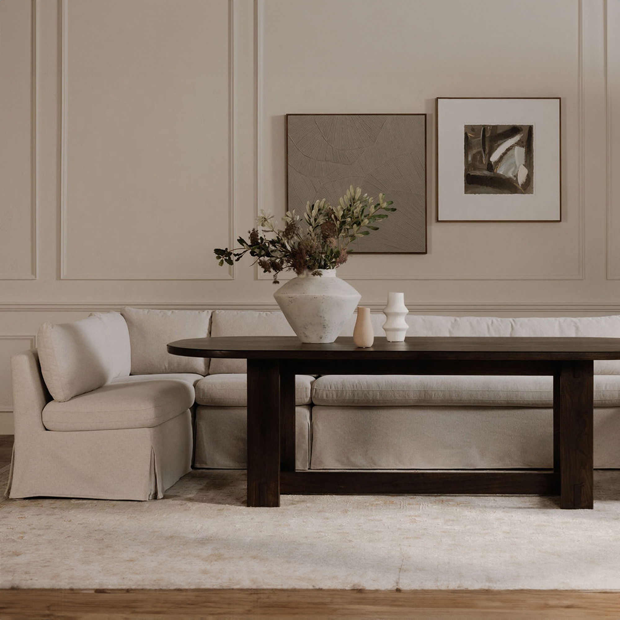 Fable - Slipcover Dining Banquette L-Shape - Beige