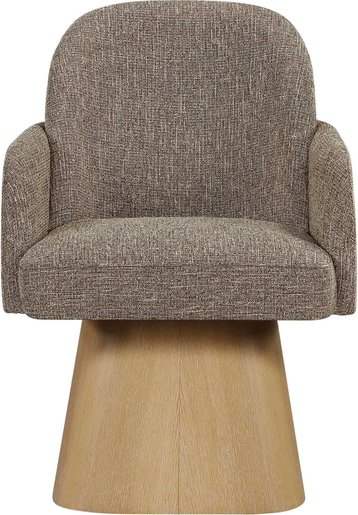 Marlowe - Linen Textured Fabric Upholstered Swivel Dining Arm Chair - Stained Natural