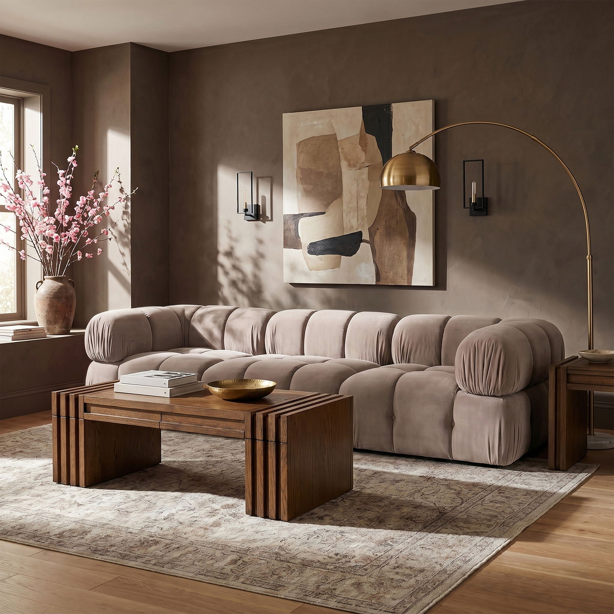 Orin - Velvet Performance Fabric Upholstered 3 Piece Modular Sofa