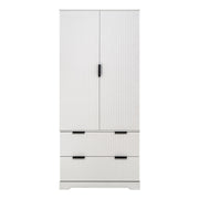 Fluted Kitchen Pantry Cabinet With 2 Large Drawers & 8 Door Spice Rack