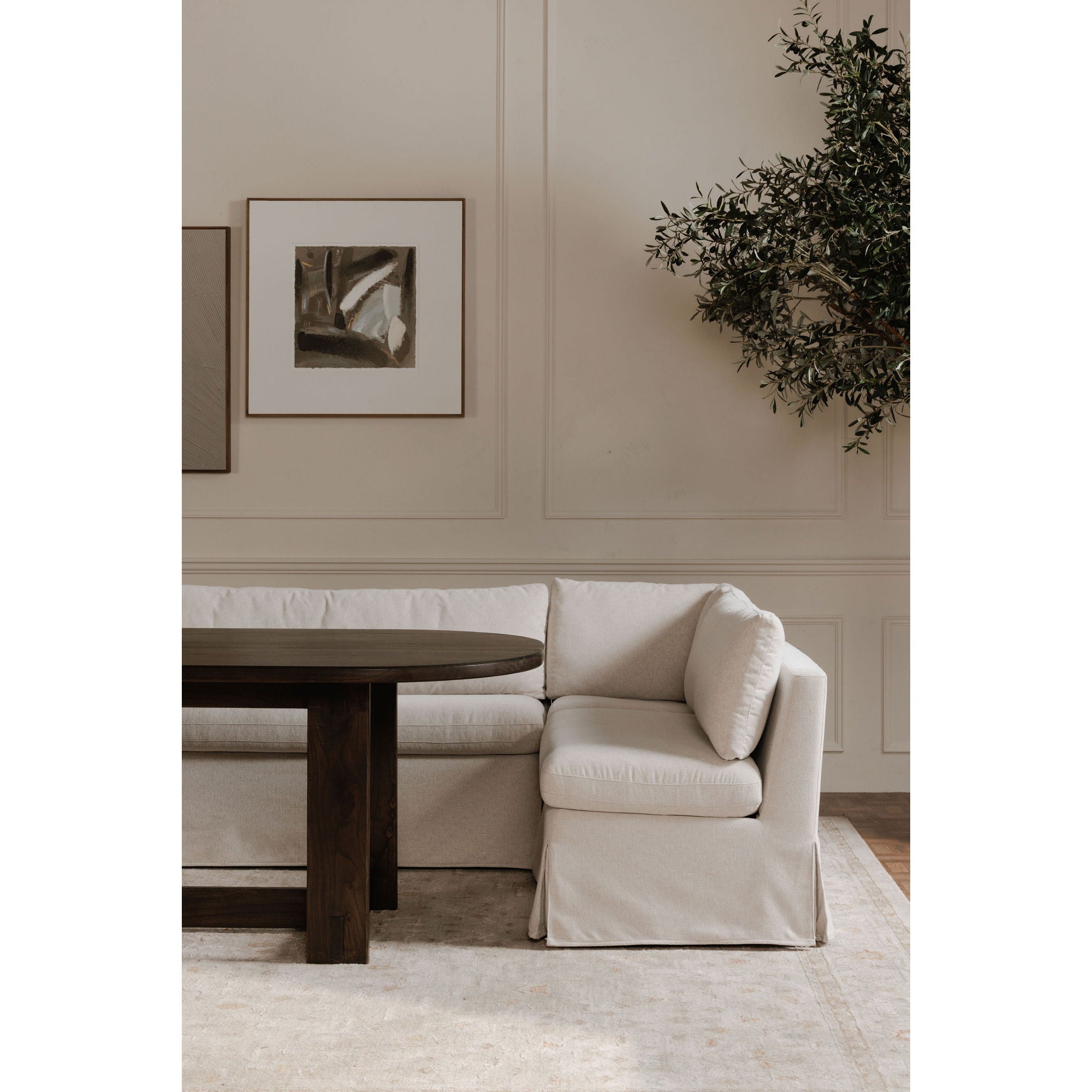 Fable - Slipcover Dining Banquette L-Shape Sectional - Beige