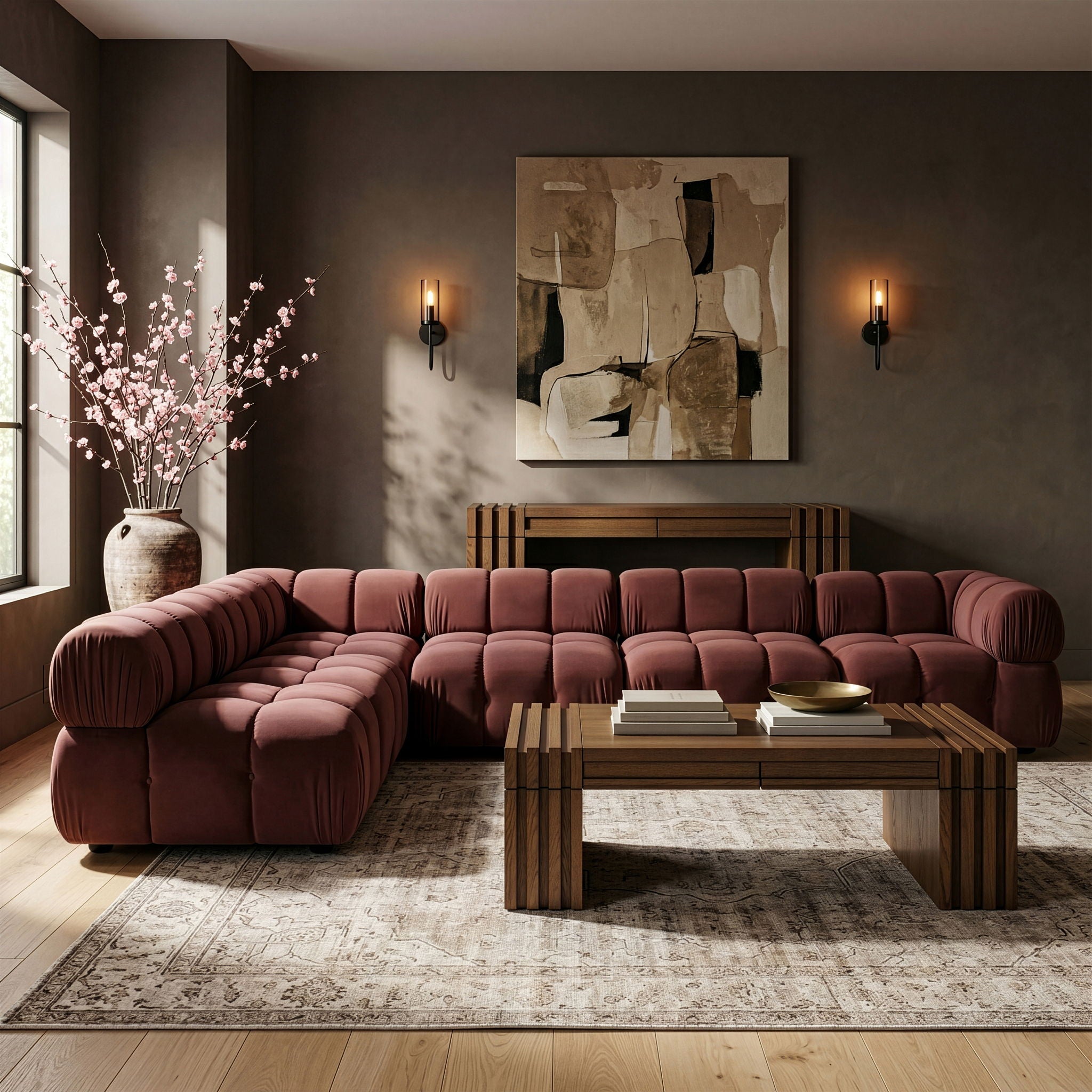 Orin - Velvet 6 Piece Modular L-Shaped Sectional