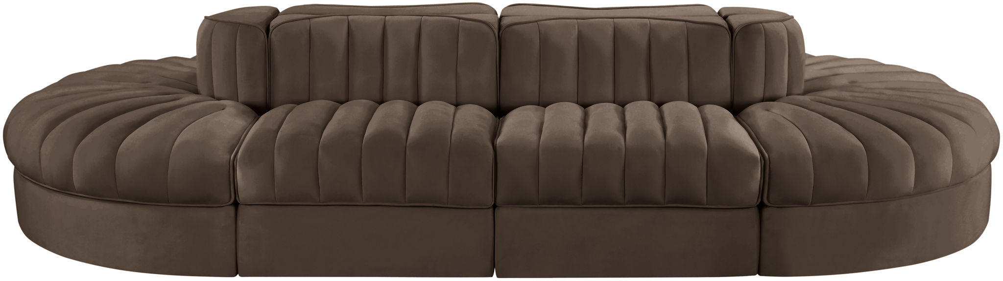 Rummi - Oval Velvet Performance Fabric Upholstered 8 Piece Modular Sectional