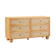 Grappa - Wood & Rattan Wavy Dresser - Natural