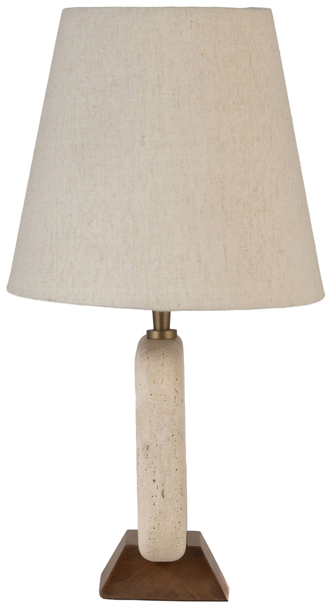 Solis - 14" Genuine Marble And Mango Wood Base With Linen Textured Fabric Shade Table Lamp